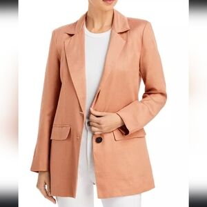 Avec Les Filles Relaxed Fit Linen Blend Blazer In Clay Beige 2XL